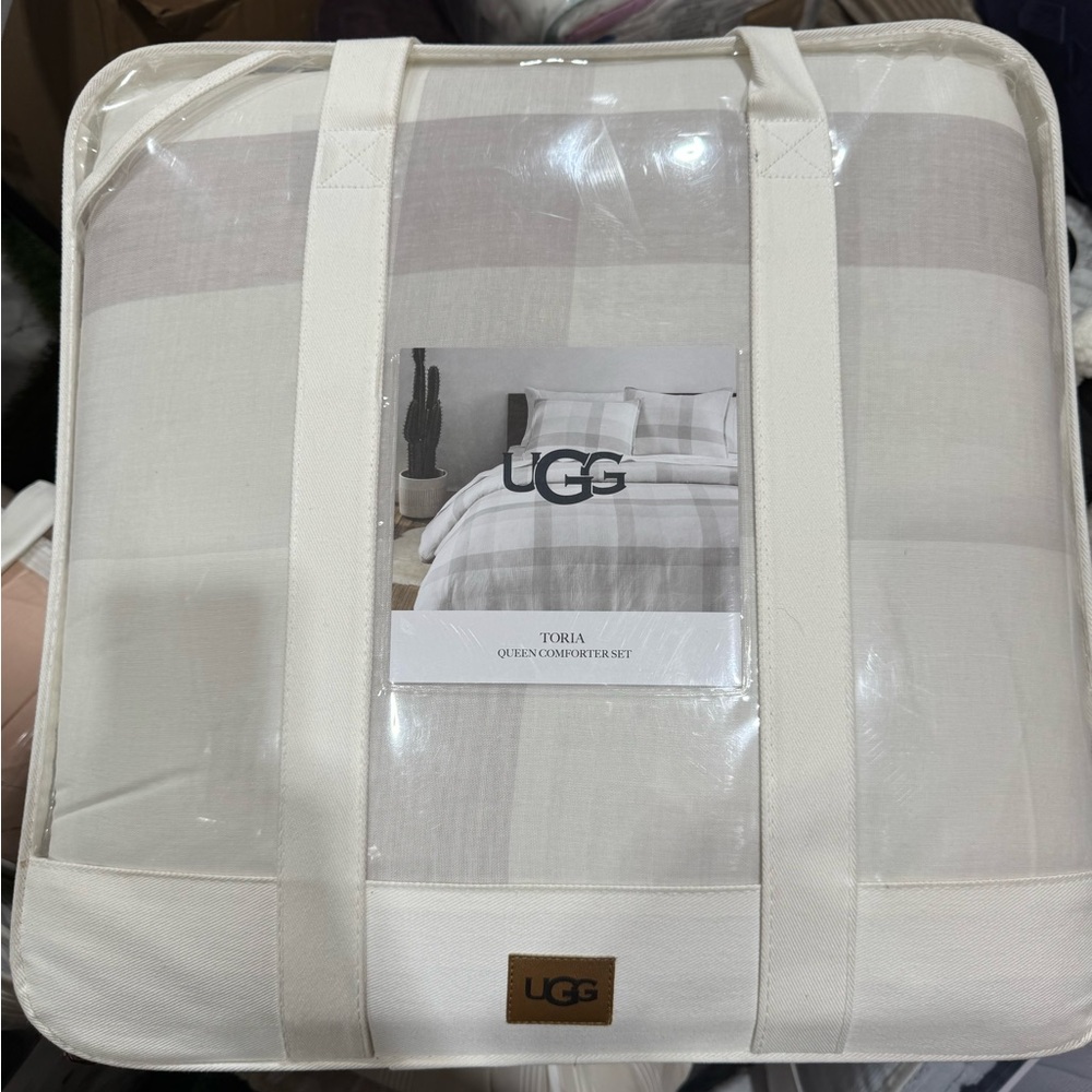 UGG Cream and Tan Comforter Set